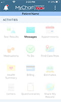 MyChart messages screen